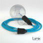 Lampe baladeuse câble textile TURQUOISE, douille E27 bakélite noire avec interrupteur intégré Lampe baladeuse câble textile TURQUOISE, douille E27 bakélite noire avec interrupteur intégré