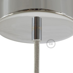 Serre-câble rond métal avec finition chrome avec sa rosace plafond