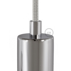 Serre-câble rond métal avec finition chrome avec tige filetée, écrou et rondelle