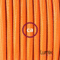 Lampe baladeuse câble textile ORANGE, douille bakélite noire E27 avec interrupteur intégré Lampe baladeuse câble textile ORANGE, douille bakélite noire E27 avec interrupteur intégré