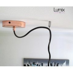 Poutre lumineuse bois de chêne massif 6 lampes douilles porcelaines noires 220V - 100 cm de long sur 7 x 7cm