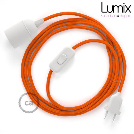 Lampe baladeuse câble textile souple orange effet soie