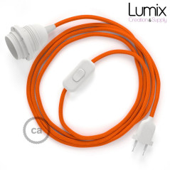Lampe baladeuse câble textile souple orange effet soie