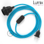 Lampe baladeuse câble textile souple Turquoise effet soie