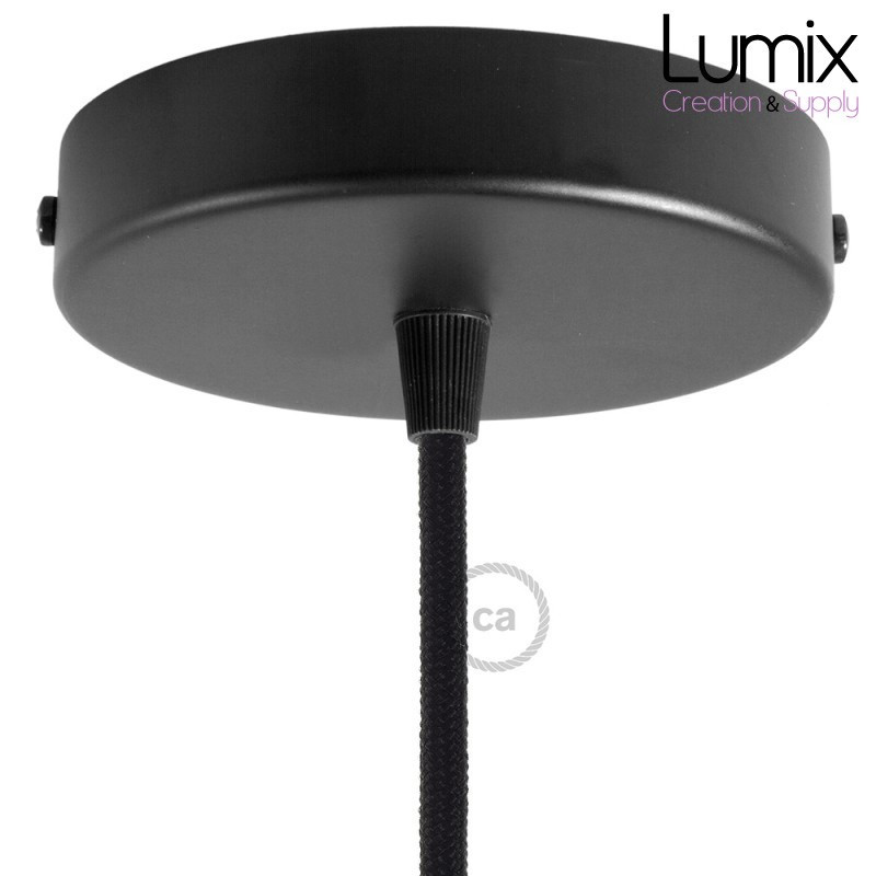 Rosace plafond métal NOIRE 1 sortie pour raccordement électrique
