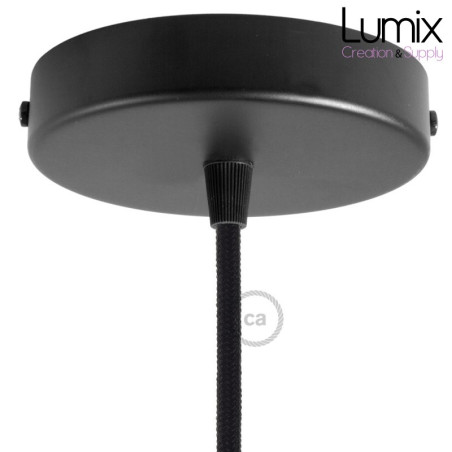 Rosace plafond métal NOIRE 1 sortie pour raccordement électrique