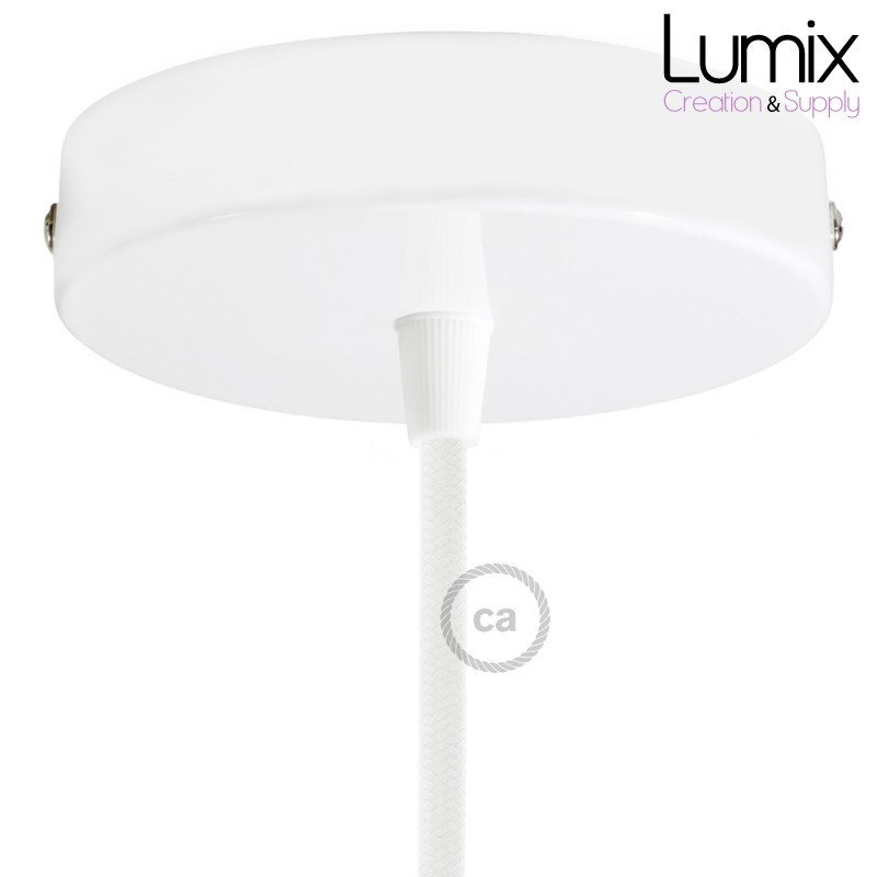 Rosace plafond métal BLANCHE 1 sortie pour raccordement électrique