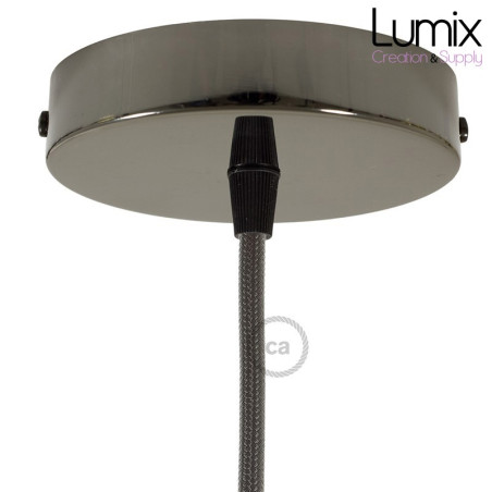 Rosace plafond métal PERLE NOIRE 1 sortie pour raccordement électrique