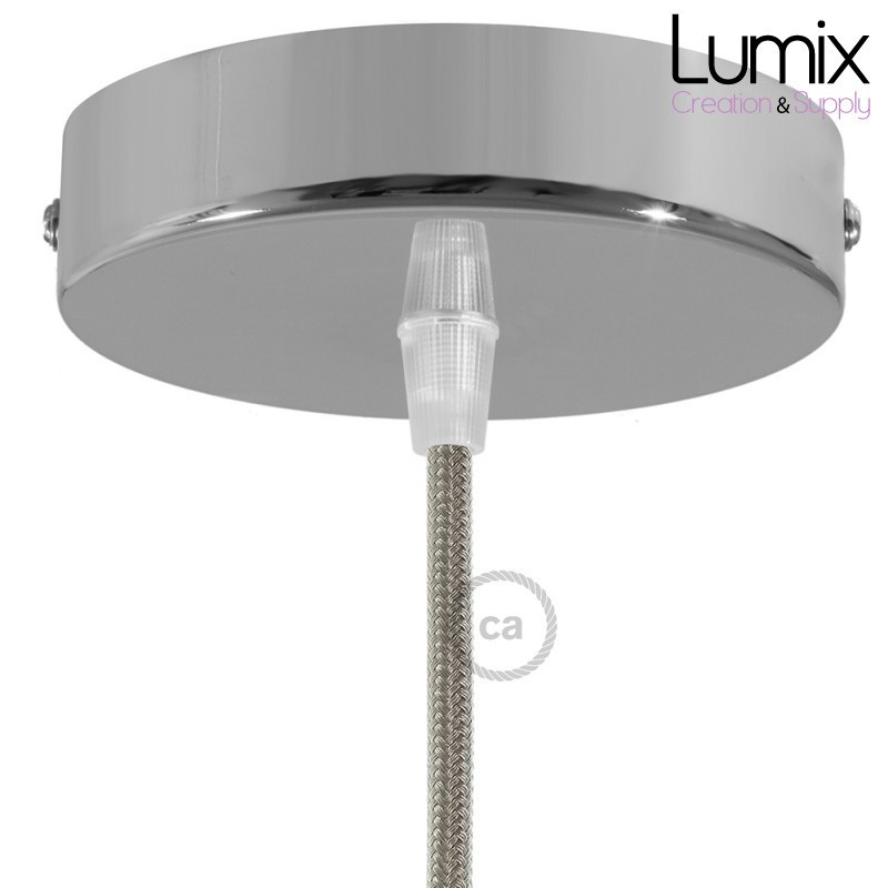 Rosace plafond métal CHROMÉ 1 sortie pour raccordement électrique