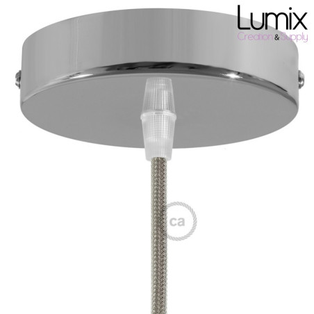 Rosace plafond métal CHROMÉ 1 sortie pour raccordement électrique