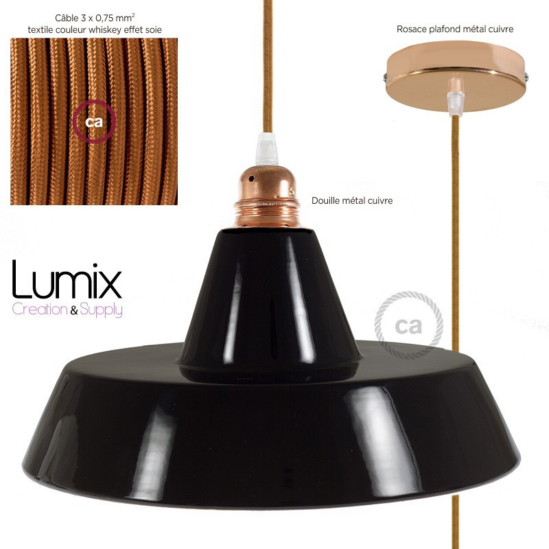 Suspension céramique noire style industriel type gamelle Suspension céramique noire style industriel type gamelle