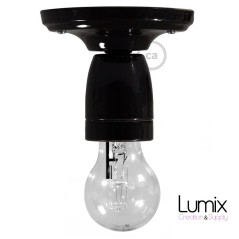 Lampe Porcelaine noire en plafonnier ou en applique murale
