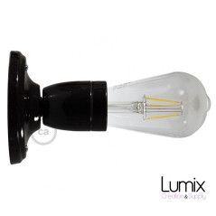 Lampe applique porcelaine noire en plafonnier ou en applique murale