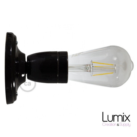 Lampe applique porcelaine noire en plafonnier ou en applique murale