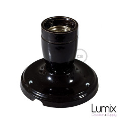 Lampe Porcelaine noire en plafonnier ou en applique murale