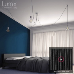 Suspension multiple OCTOPUS 3 - Câble textile Noir effet soie