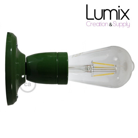 Lampe applique porcelaine verte en plafonnier ou en applique murale