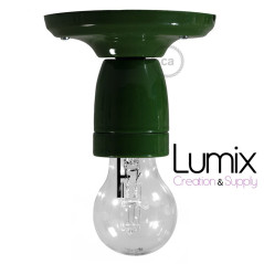 Lampe Porcelaine verte en plafonnier ou en applique murale
