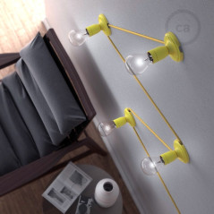 Lampe Porcelaine Jaune en plafonnier ou en applique murale