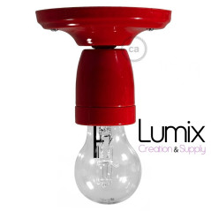 Lampe Porcelaine Rouge en plafonnier ou en applique murale