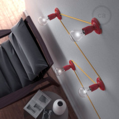 Lampe Porcelaine Rouge en plafonnier ou en applique murale