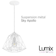 Suspension Sky Apollo grande cage en métal blanc - douille E27