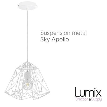 Suspension Sky Apollo grande cage en métal blanc - douille E27