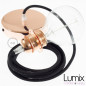 Suspension simple 1 sortie pour abat-jour - câble textile noir Suspension simple 1 sortie pour abat-jour - câble textile noir