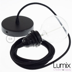 Suspension simple 1 sortie pour abat-jour - câble textile noir