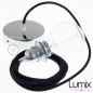 Suspension simple 1 sortie pour abat-jour - câble textile noir Suspension simple 1 sortie pour abat-jour - câble textile noir