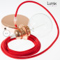 Suspension simple 1 sortie douille pour abat-jour - câble textile rouge Suspension simple 1 sortie douille pour abat-jour - câble textile rouge