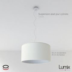 Suspension abat-jour cylindre XXL Revêtement toile Sable