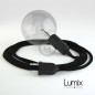 Lampe baladeuse câble textile NOIR, douille E27 bakélite noire avec interrupteur intégré Lampe baladeuse câble textile NOIR, douille E27 bakélite noire avec interrupteur intégré