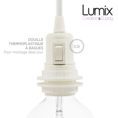 Lampe baladeuse E27 câble textile NOIR, douille thermoplastique avec interrupteur intégré