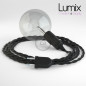 Lampe baladeuse câble textile torsadé NOIR, douille bakélite noire E27 avec interrupteur intégré Lampe baladeuse câble textile torsadé NOIR, douille bakélite noire E27 avec interrupteur intégré