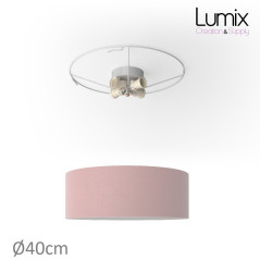 Plafonnier rond revêtement toile rose - diam 40/50/80 cm