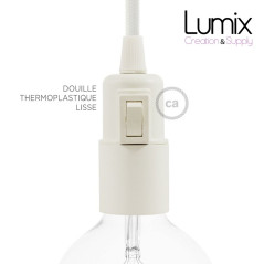 Lampe baladeuse E27 câble textile OR, douille thermoplastique avec interrupteur intégré