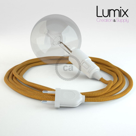 Lampe baladeuse câble textile OR, douille thermoplastique avec interrupteur intégré
