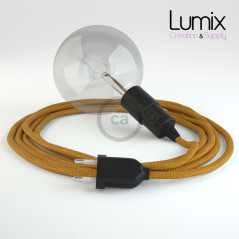 Lampe baladeuse E27 câble textile OR, douille thermoplastique avec interrupteur intégré