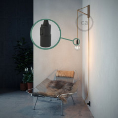 Lampe baladeuse E27 câble textile OR, douille thermoplastique avec interrupteur intégré