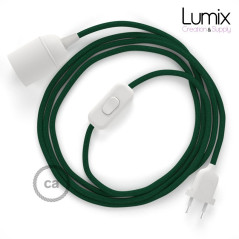 Lampe baladeuse câble textile souple Vert foncé effet soie