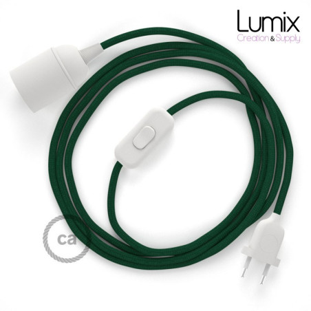 Lampe baladeuse câble textile souple Vert foncé effet soie