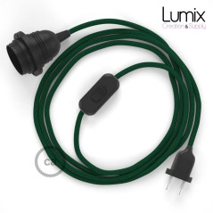 Lampe baladeuse câble textile souple Vert foncé effet soie