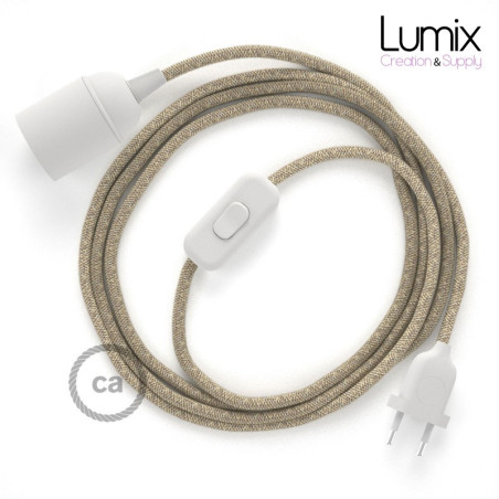 Lampe baladeuse câble textile en Lin souple couleur naturelle