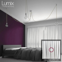 Suspension multiple OCTOPUS 3 - Câble textile Blanc effet soie