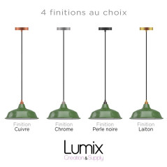 Suspension Bistrot métal revêtement extérieur émail vert