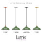 Suspension Bistrot métal revêtement extérieur émail vert intérieur blanc