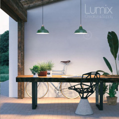 Suspension Bistrot métal revêtement extérieur émail vert