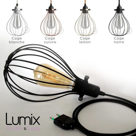 Lampe baladeuse cage métal DROP à poser ou à suspendre