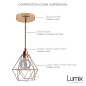 Lampe suspendue cage cuivre XXL forme diamant Lampe suspendue cage cuivre XXL forme diamant